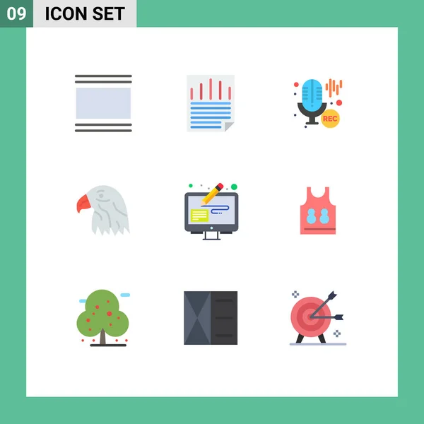 9通用平面彩色标志设计工具 纸张核对 可编辑矢量设计元素的符号 — 图库矢量图片
