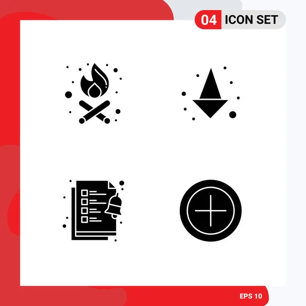 Set Vector Solid Glyphs Grid Bonfire Finance Arrow Checklist Payment — Vector de stock