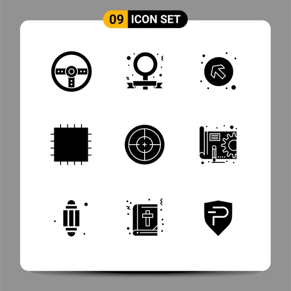 Conjunto Icones Modernos Símbolos Sinais Para Alvo Militar Seta Crachá —  Vetores de Stock