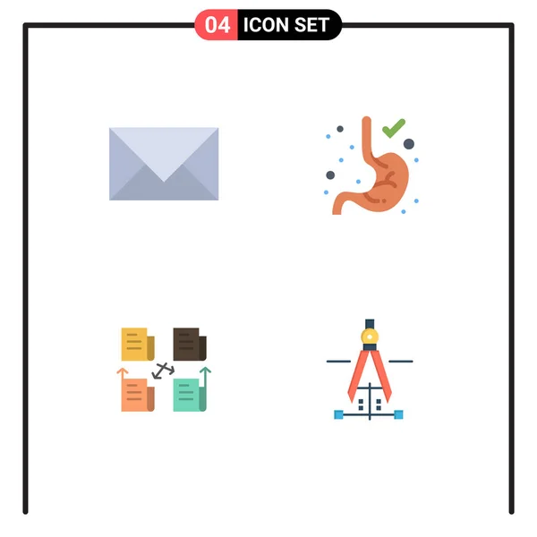 Moderno Conjunto Ícones Planos Símbolos Como Comunicação Arquivo Mail Gastroenterologia —  Vetores de Stock