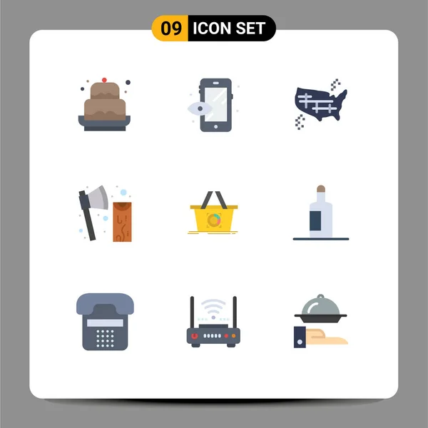 Stock Vector Icon Pack Line Signs Symbols Wood Cutting Usa — 스톡 벡터