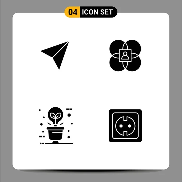 Set Modern Icons Symbols Signs Instagram Bulb Character Model Illumination — Stock Vector