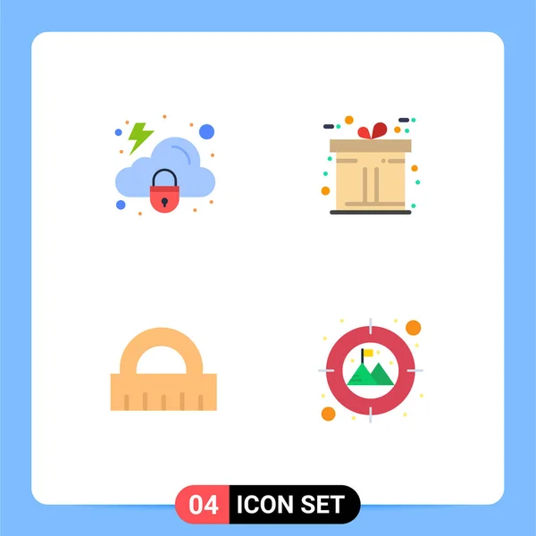 Creative Icons Modern Signs Sysymbols Cloud Ruler Security Gift Goal — Vector de stock