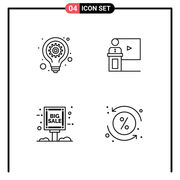 Set Modern Icons Symbols Signs Bulb Speaker Seo Gear Event — Stock Vector