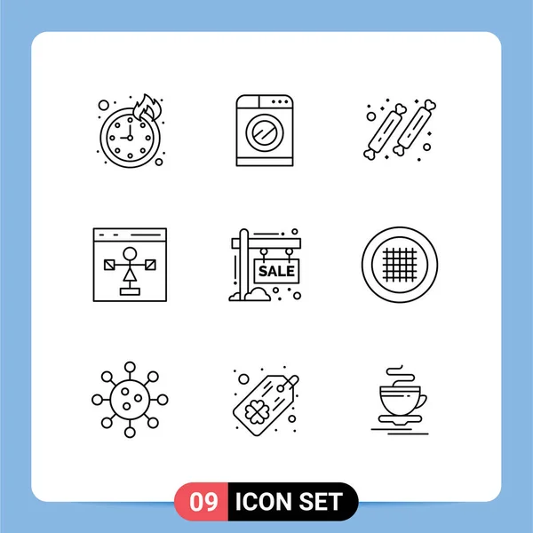 Modern Set Outlines Pictograph Board Flowchart Food Development Coding Editable — Stock Vector