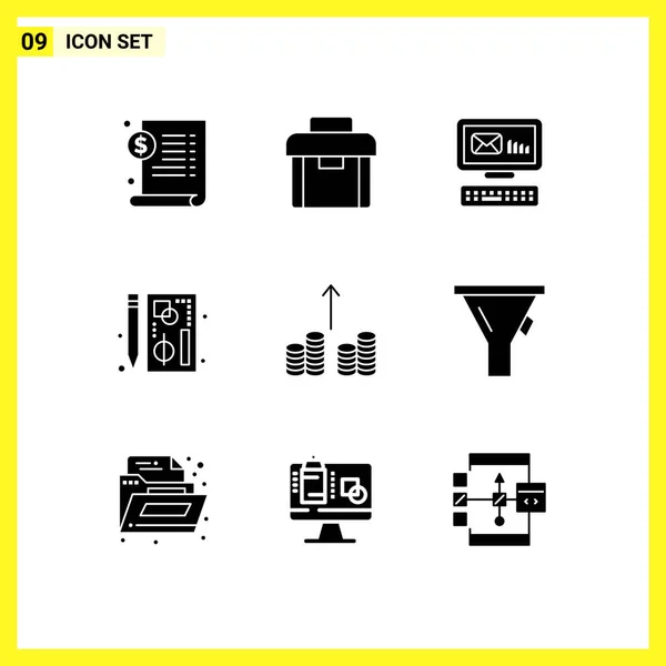 Set Modern Icons Sysymbols Signs Cash Page Email Graph Browser — Vector de stock