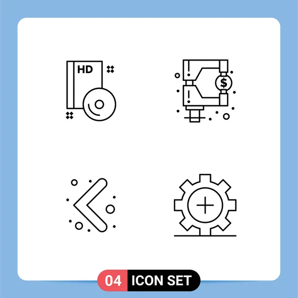 Filledline Flat Colors Signs Symbols Blay Arrow Disc Market Navigation — 스톡 벡터