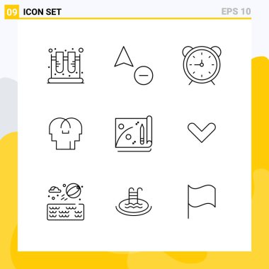 Mobil Web Siteleri için 9 Taslak Konsept ve Uygulamalar Başarı, zihin, saat, duygular, Düzenlenebilir Vektör Tasarım Elementleri izlemek