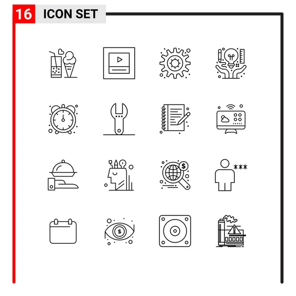 User Interface Outline Pack Modern Signs Sysymbols Productivity Document Gear — Archivo Imágenes Vectoriales
