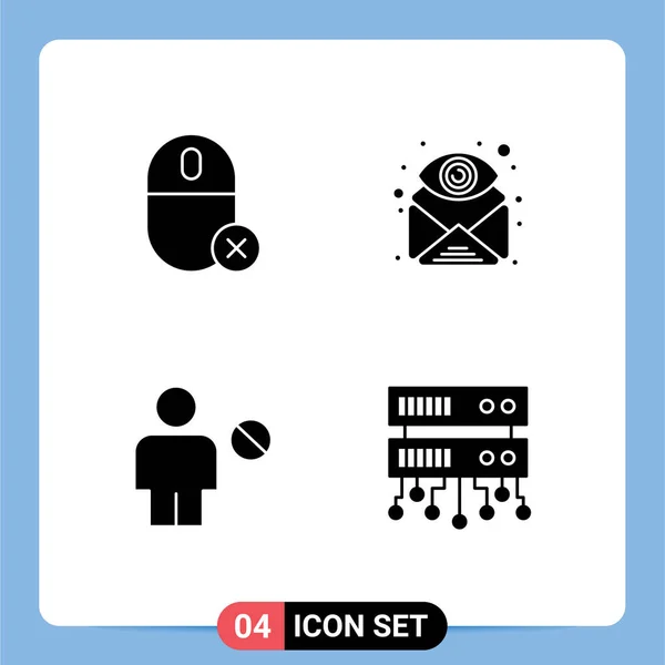 Modern Set Solid Glyphs Pictograph Computers View Hardware Email Blocked — Stock Vector