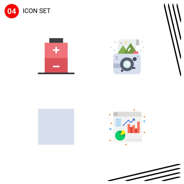Universal Flat Icon Signs Symbole Für Batterie Ansicht Geburtstag Foto — Stockvektor