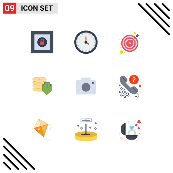 Mobile Interface Flat Color Set Pictograms Image Secure Arrow Security — Stock Vector