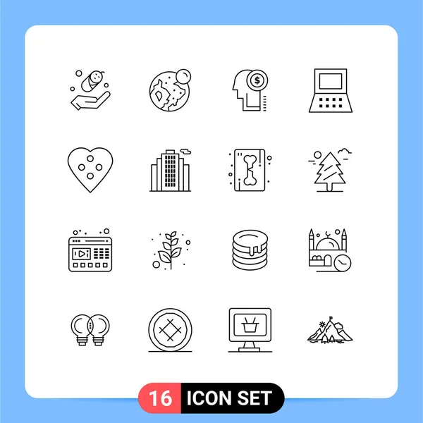 User Interface Outline Pack Modern Signs Symbols Heart Button Dress — Vetor de Stock