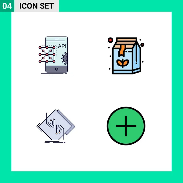 Pack Creativos Filledline Flat Colors Api Board Development Box Circuit — Vector de stock