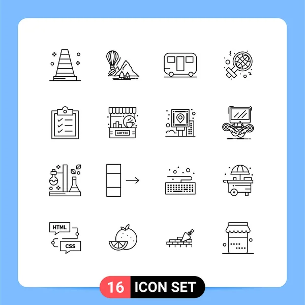 Set Modern Icons Symbols Signs List Sign Caravan Woman Day — Stock Vector