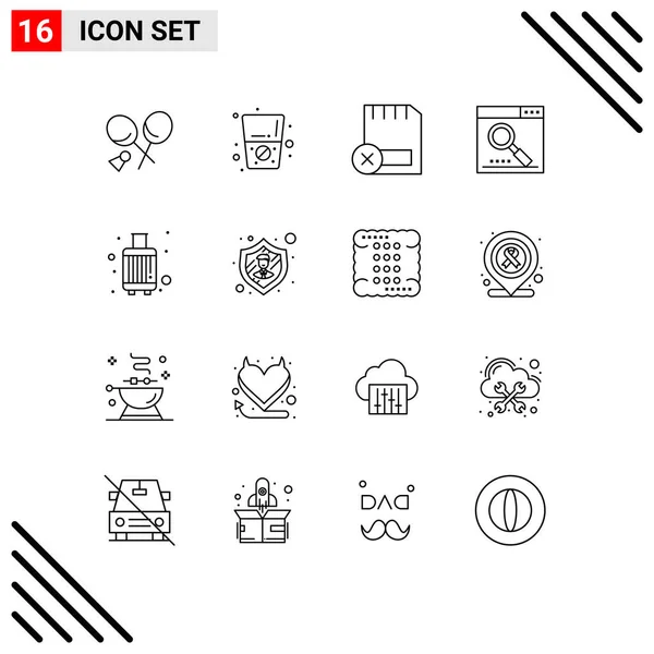 Stock Vector Icon Pack Line Signs Symbols Baggage Page Computer — 스톡 벡터