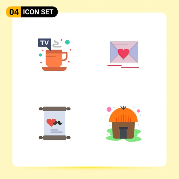 Pictogram Set Simple Flat Icons Cup Love Break Heart Day — Stock Vector