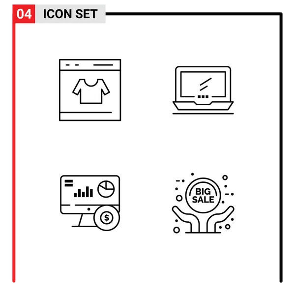 Icônes Créatifs Signes Symboles Modernes Carte Ordinateur Portable Magasin Moniteur — Image vectorielle