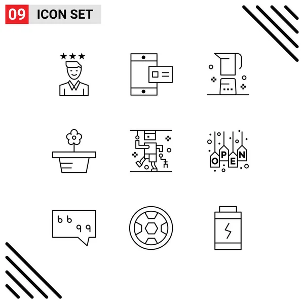 Vector Stock Icon Pack Líneas Señales Símbolos Para Presente Naturaleza — Vector de stock