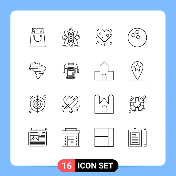 Stock Vector Icon Pack Mit Zeilenzeichen Und Symbolen Für Kopfhörer — Stockvektor