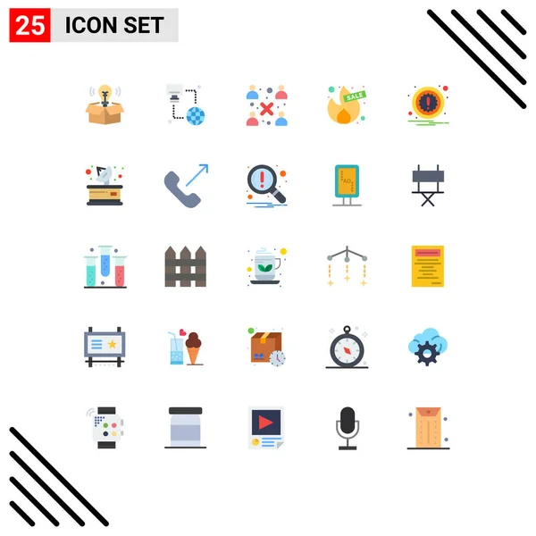 Mobile Interface Flat Color Set Pictograms Attention Sale Business Offer — Archivo Imágenes Vectoriales