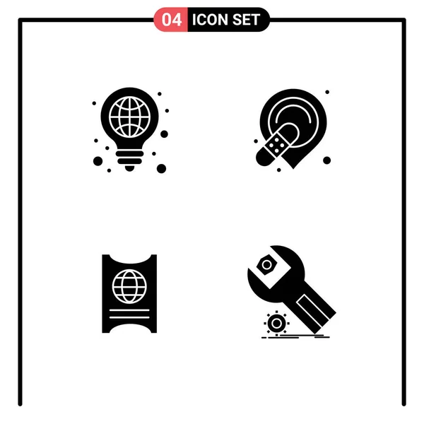 Piktogramm Set Mit Einfachen Festen Zeichen Für Idee Pass Licht — Stockvektor