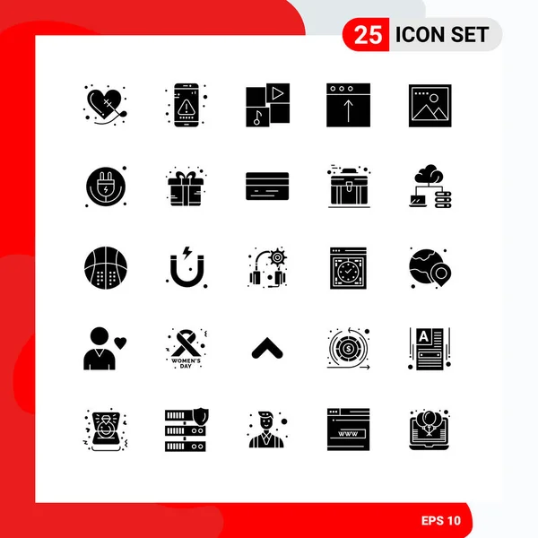 Universal Icon Symbols Group Modern Solid Glyphen Image Mac Message — Stockvektor
