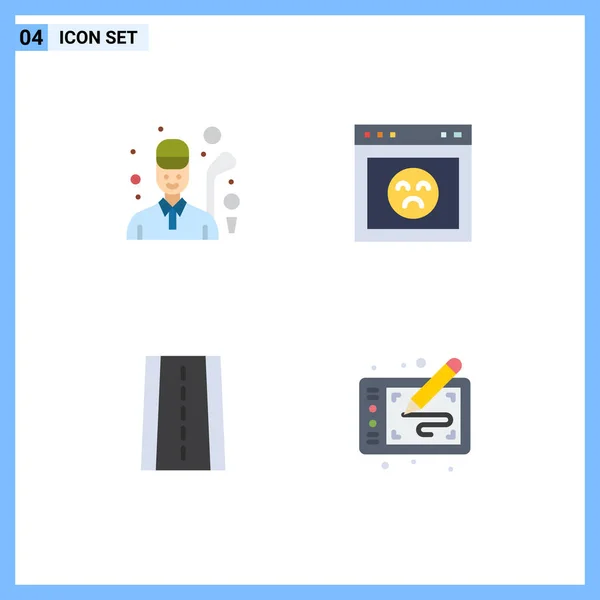 Pictogram Set Simple Flat Icons Golf Road Game Page Graphic — 스톡 벡터