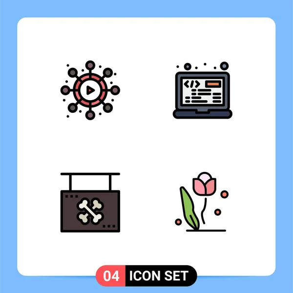 Html 可编辑向量设计元素4个现代滤波线平面颜色的通用图标符号组 — 图库矢量图片