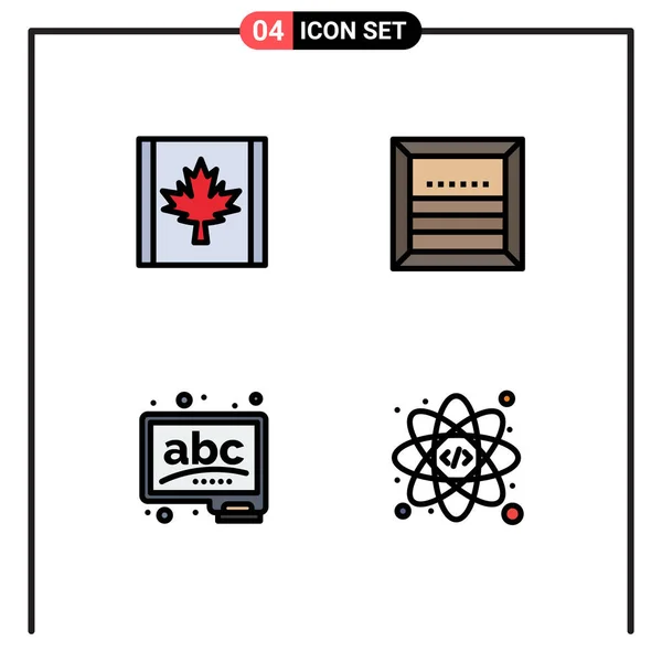 Группа Фигурных Плоских Цветовых Знаков Букв Канады Доски Коробки Выучите — стоковый вектор