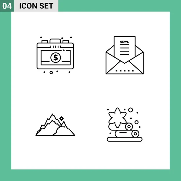 Set Modern Icons Sysymbols Signs Briefcase Hill Email Newsletter Tree — Archivo Imágenes Vectoriales