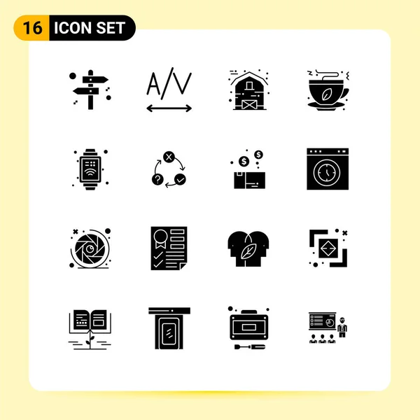 Set Icone Moderne Simboli Segni Flusso Internet Delle Cose Ringraziamento — Vettoriale Stock
