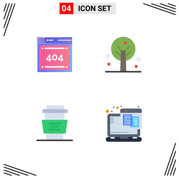 Universal Flat Icon Signos Símbolos Archivo Café Codificación Árbol Bebida — Vector de stock