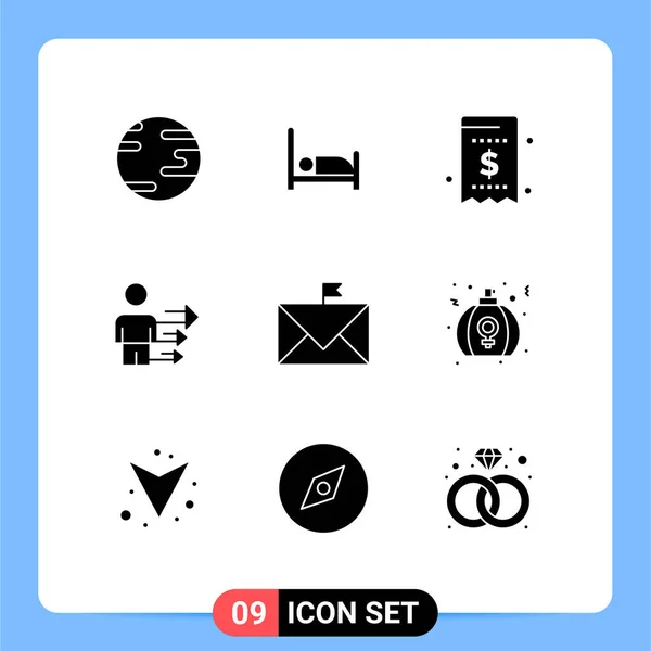 Universal Icon Symbols Grupo Glifos Sólidos Modernos Correo Electrónico Comunicación — Vector de stock