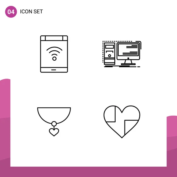 Creative Icons Modern Signs Sysymbols Connection System Phone Desktop Heart — Vector de stock