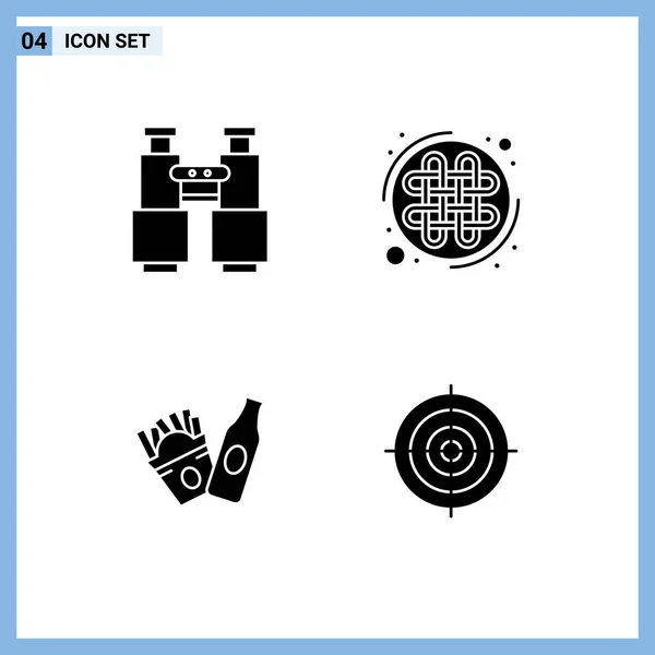 Creative Icons Modern Signs Sysymbols Binoculars Bottle Explore Ireland American — Vector de stock