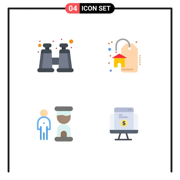 Creative Icons Modern Signs Symbols Binocular Optimization Discount Clock Payment — Stock Vector