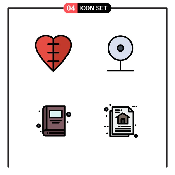Universal Icon Symbols Group Modern Filledline Flat Colors Heart Book — Stock Vector