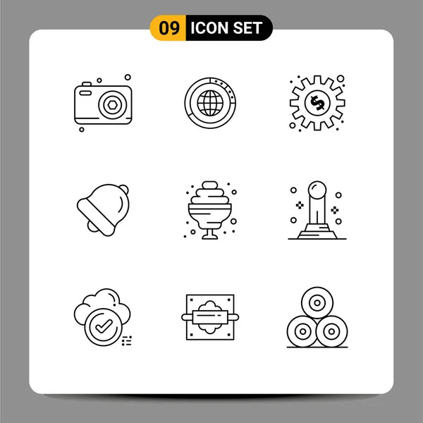 Set Modern Icons Sysymbols Signs Education Alarm Resources Work Gear — Vector de stock