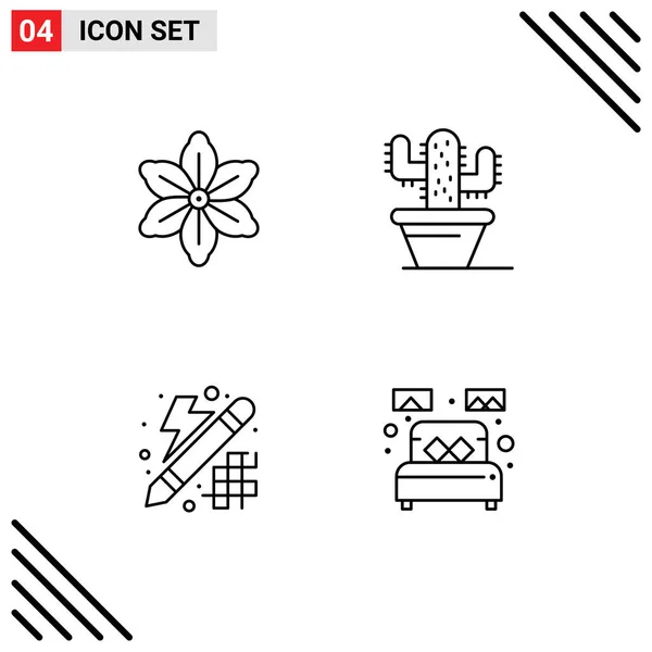 Сток Векторна Іконка Пакет Лінійних Знаків Символів Квітів Інновацій Весни — стоковий вектор