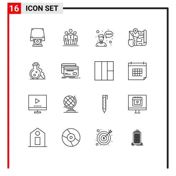 16用于Web和Mobile Applications Lab Security Avatar Location Gdpr编辑向量设计元素的通用概要集 — 图库矢量图片