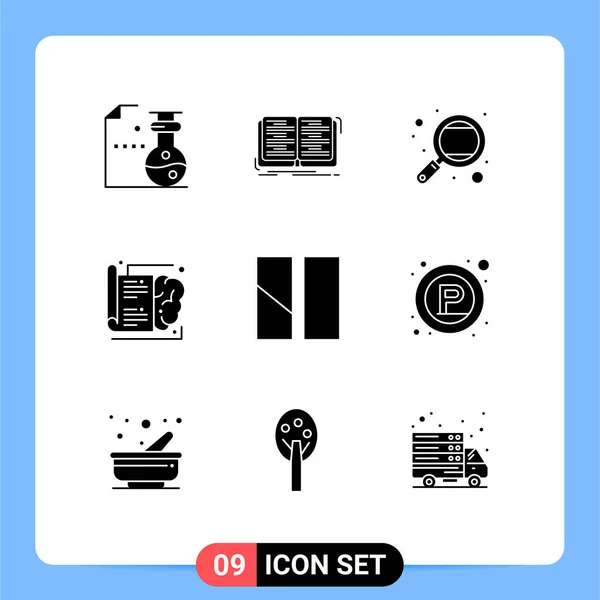 Solid Glyph Pack Universal Symbols Editing Knowledge Knowledge Brain Study — Stock Vector