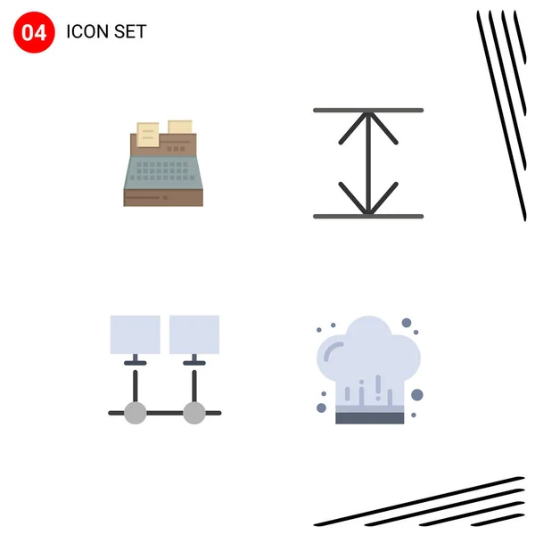 Modern Set Flat Icons Pictograph Fax Network Shopping Connect Cafe — Archivo Imágenes Vectoriales