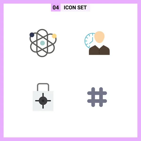 Mobile Interface Flat Icon Set Pictograms Atom Time Science Man — Stockový vektor