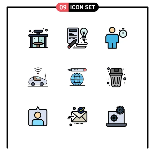 Set Modern Icons Sysymbols Signs World Wifi Avatar Car Timer — Archivo Imágenes Vectoriales