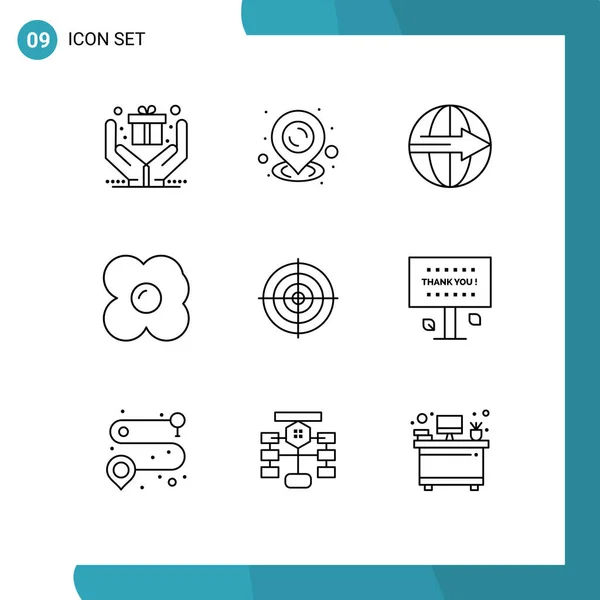 Stock Vector Icon Pack Sinais Linha Símbolos Para Círculo Objetivo —  Vetores de Stock