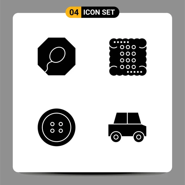 Solid Glyph Pack Mit Universellen Symbolen Für Vater Auto Kochen — Stockvektor