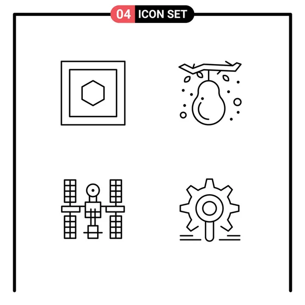 Symboles Icône Universelle Groupe Couleurs Plates Filledline Modernes Hexagone Plate — Image vectorielle