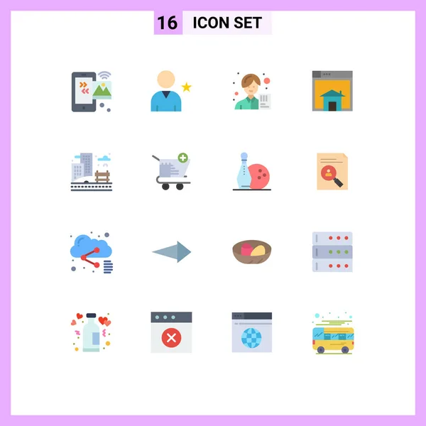 Mobile Interface Flat Color Set Pictograms Layout Sell User Home — Archivo Imágenes Vectoriales