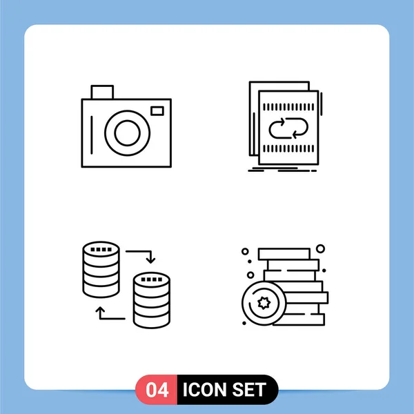 Universal Icon Symbols Gruppo Moderni Filledline Flat Colors Camera Database — Vettoriale Stock